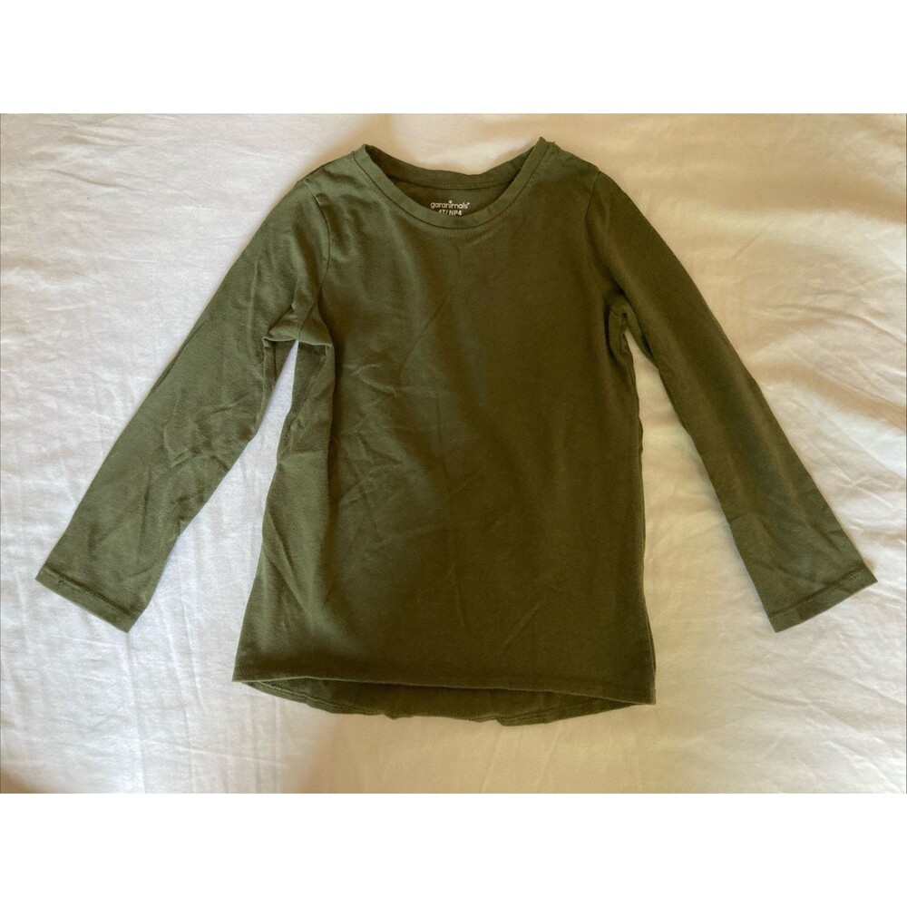 4T Garanimals girl clothes - 1 piece long sleeved shirt | solid sage green theme